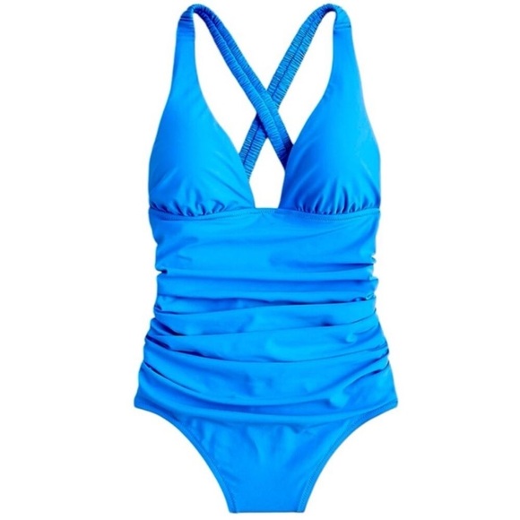 J.Crew Scrunchie-Criss Cross Strap Plunge  Onepiece Swimsuit in size 0 NEW BM430 - Picture 13 of 15